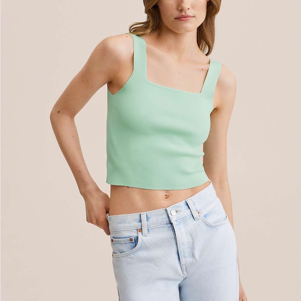 Mango Square Neck Top - Mint Green - Picture 1 of 4